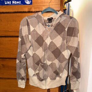 Miss Chievous medium checkered brown zip down hoodie